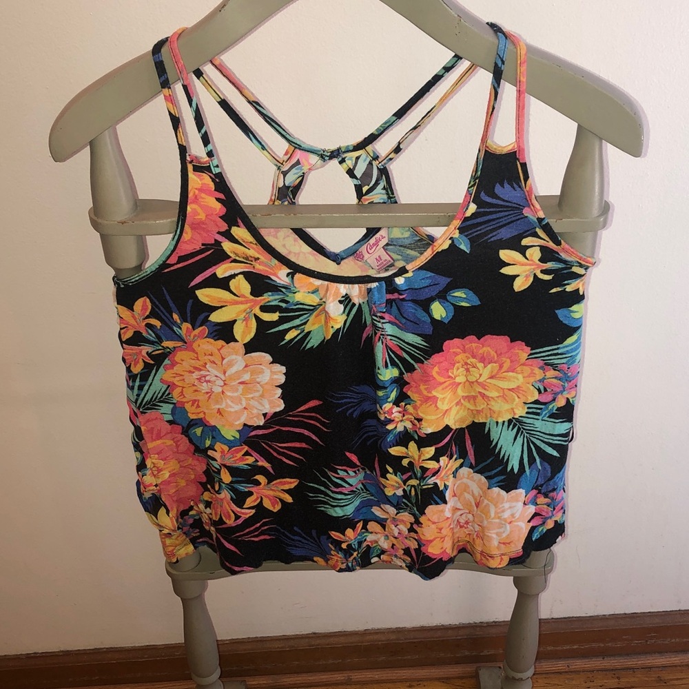 Candies Black Floral Strappy Crop Top